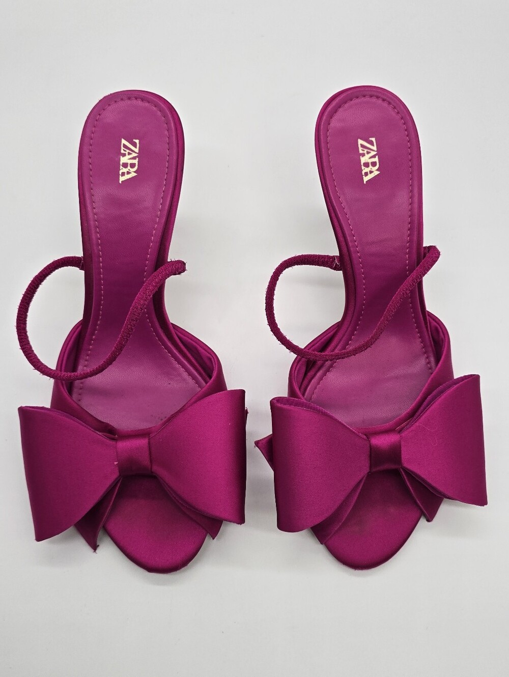 Zara Magenta Bow Heeled Sandals